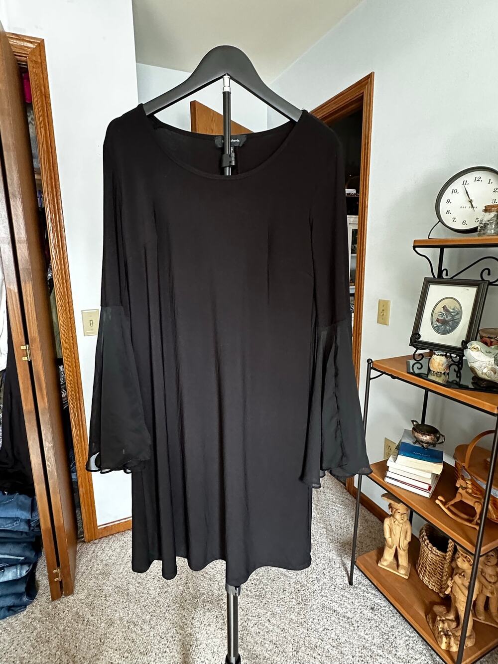 R&M Richards Black Long Sleeve Shift Dress Size 14 Cocktail dress, formal, LBD